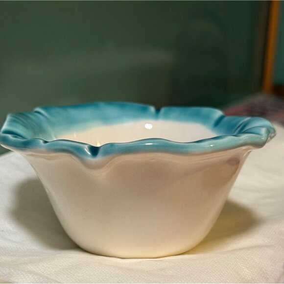 MCI Japan Ceramic Bowl With Blue Rim & Scalloped Edge 3” Diameter Decorative Or - Picture 5 of 8